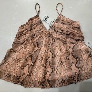 NWT Robert Rodriguez Brown Snake Print Camisole, Large